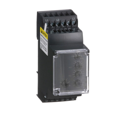 Schneider Electric Phase, Voltage Monitoring Relay, 3 Phase, DPDT, 220 → 480V ac, DIN Rail
