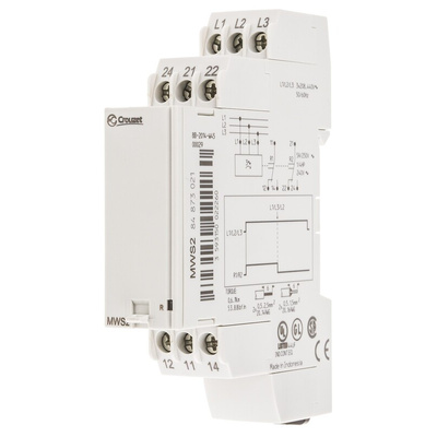 Crouzet Phase Monitoring Relay, 3 Phase, DPDT, DIN Rail