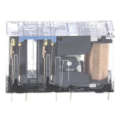 Omron PCB Mount Force Guided Relay, 24V dc Coil Voltage, 4 Pole, 3PST, SPST