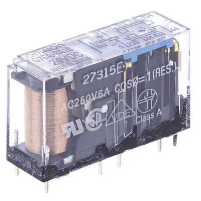 Omron PCB Mount Force Guided Relay, 24V dc Coil Voltage, 4 Pole, 3PST, SPST