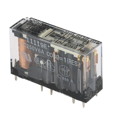 Omron PCB Mount Force Guided Relay, 24V dc Coil Voltage, 4 Pole, DPDT