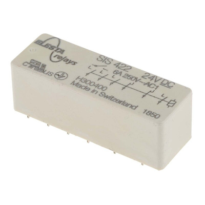 Elesta PCB Mount Force Guided Relay, 24V dc Coil Voltage, 4PST, DPST