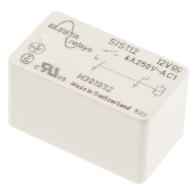 Elesta PCB Mount Force Guided Relay, 12V dc Coil Voltage, 2 Pole, DPST