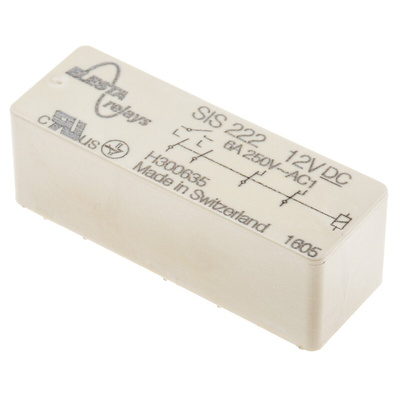 Elesta PCB Mount Force Guided Relay, 12V dc Coil Voltage, 2 Pole, DPDT
