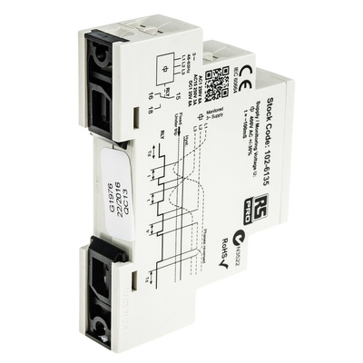 RS PRO Phase, Voltage Monitoring Relay, 3 Phase, SPDT, Maximum of 280 V, DIN Rail