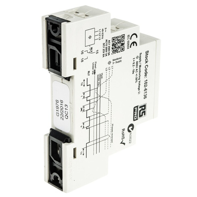 RS PRO Phase, Voltage Monitoring Relay, 3 Phase, SPDT, DIN Rail