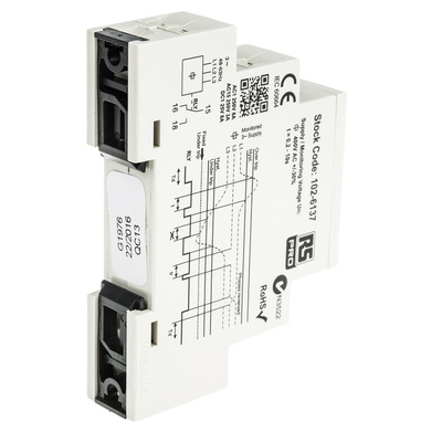 RS PRO Phase, Voltage Monitoring Relay, 3 Phase, SPDT, DIN Rail