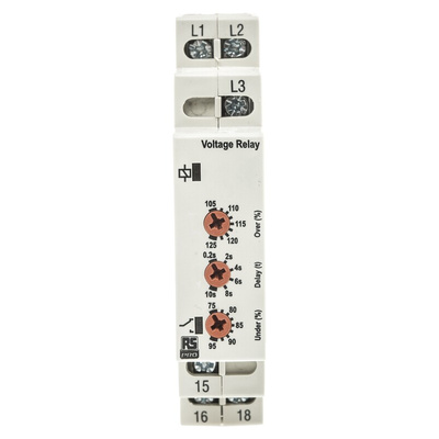 RS PRO Phase, Voltage Monitoring Relay, 3 Phase, SPDT, DIN Rail