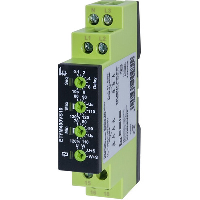 Tele Phase, Voltage Monitoring Relay, 1, 3 Phase, SPDT, Maximum of 400 V, DIN Rail