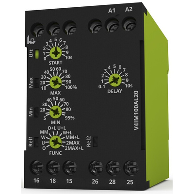 Tele Current Monitoring Relay, 1 Phase, DPDT, DIN Rail