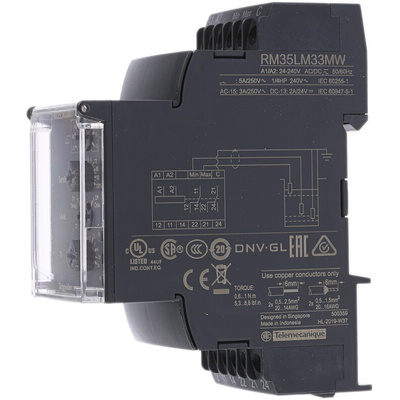 Schneider Electric Level Monitoring Relay, 1 Phase, DPDT, DIN Rail