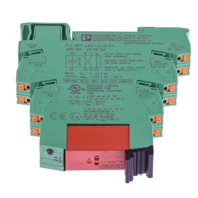 Phoenix Contact PLC-RPT- 24DC/21-21/EX Series Interface Relay, DIN Rail Mount, 24V dc Coil, DPDT, 2-Pole