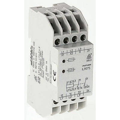 Dold Phase Monitoring Relay, 3 Phase, DPDT, DIN Rail