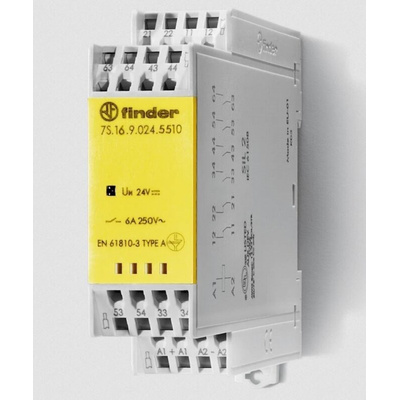 Finder Force Guided Relay, 24V dc Coil Voltage, 6 Pole, 4NO/2NC