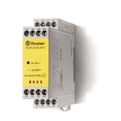 Finder Force Guided Relay, 24V dc Coil Voltage, 6 Pole, 5NO/1NC