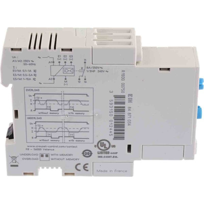 Crouzet Current Monitoring Relay, 1 Phase, SPDT, DIN Rail