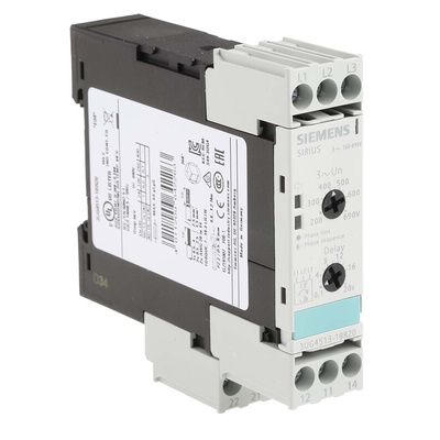 Siemens Phase, Voltage Monitoring Relay, 3 Phase, DPDT, 160 → 690V ac, DIN Rail
