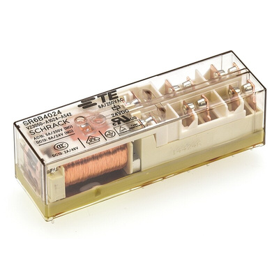 TE Connectivity PCB Mount Force Guided Relay, 24V dc Coil Voltage, 4 Pole, 4PNO, DPST