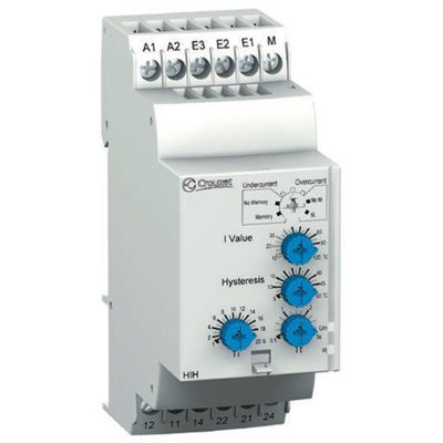 Crouzet Current Monitoring Relay, 3 Phase, DPDT, DIN Rail