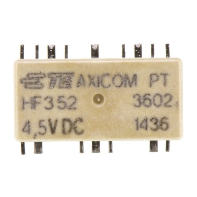 TE Connectivity PCB Mount RF Relay, 4.5V dc Coil, 50Ω Impedance, 3GHz Max. Coil Freq., SPDT