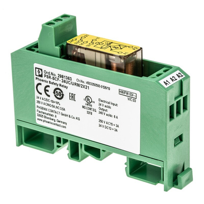 Phoenix Contact DIN Rail Force Guided Relay, 24V dc Coil Voltage, 2 Pole, DPDT