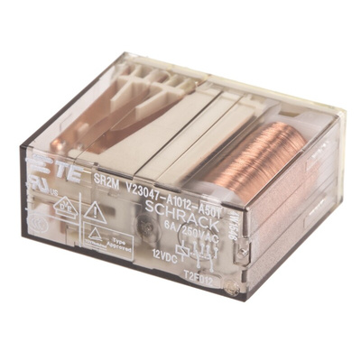 TE Connectivity PCB Mount Force Guided Relay, 12V dc Coil Voltage, 2 Pole, DPDT