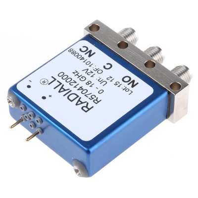 Radiall PCB Mount High Frequency Relay, 12V Coil, 50Ω Impedance, 18GHz Max. Coil Freq., SPDT