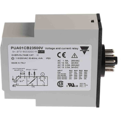Carlo Gavazzi Current, Voltage Monitoring Relay, SPDT, 0.4 → 500 V ac, 2 → 500V dc, DIN Rail
