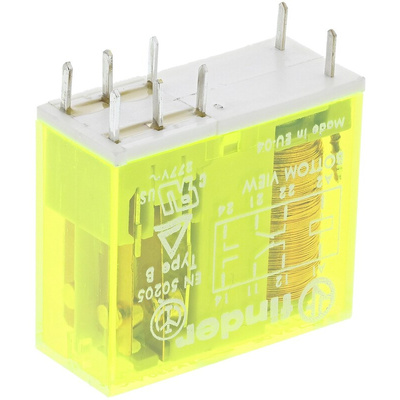 Finder PCB Mount Force Guided Relay, 5V dc Coil Voltage, 2 Pole, DPDT