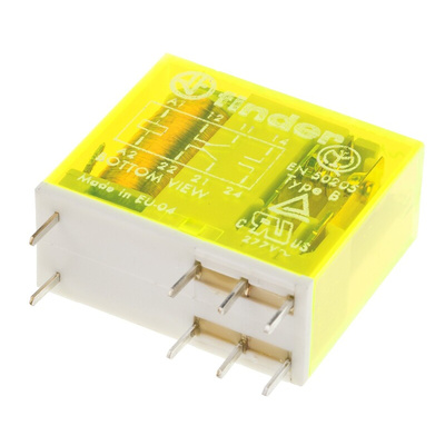 Finder PCB Mount Force Guided Relay, 60V dc Coil Voltage, 2 Pole, DPDT