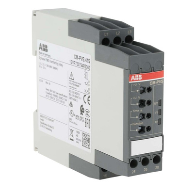 ABB Phase, Voltage Monitoring Relay, 3 Phase, DPDT, 300 → 500V ac, DIN Rail