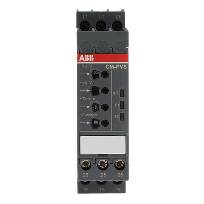 ABB Phase, Voltage Monitoring Relay, 3 Phase, DPDT, 300 → 500V ac, DIN Rail