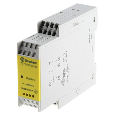 Finder DIN Rail Force Guided Relay, 24V dc Coil Voltage, 2 Pole, SPDT