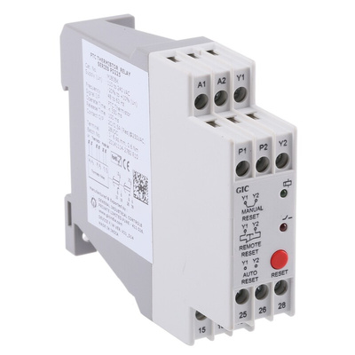 GIC Thermistor Motor Protection Monitoring Relay, 1 Phase, DPDT, 110 → 240V ac, DIN Rail