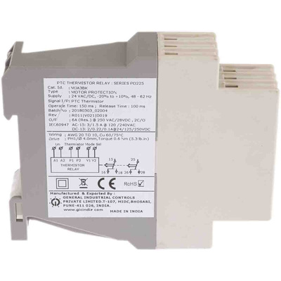 GIC Thermistor Motor Protection Monitoring Relay, DPDT, DIN Rail