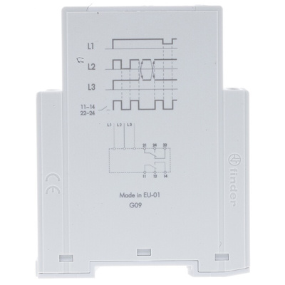 Finder Voltage Monitoring Relay, 3 Phase, DPDT, 208 → 480V ac, DIN Rail