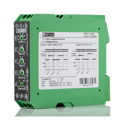 Phoenix Contact Phase, Voltage Monitoring Relay, 3 Phase, DPDT, 280 → 520V ac, DIN Rail