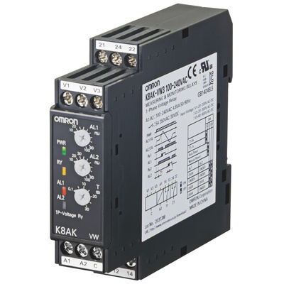Omron Voltage Monitoring Relay, 1 Phase, SPDT, 1 → 10V ac/dc