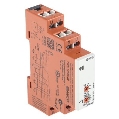 Broyce Control Phase, Voltage Monitoring Relay, 3 Phase, SPDT, DIN Rail