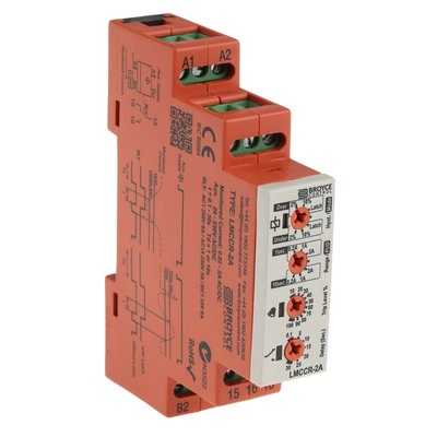 Broyce Control Current Monitoring Relay, SPDT, DIN Rail