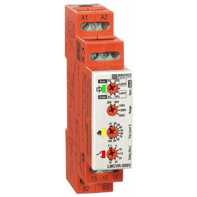 Broyce Control Voltage Monitoring Relay, SPDT, 0.1 → 20V ac/dc, DIN Rail