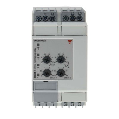 Carlo Gavazzi Phase, Voltage Monitoring Relay, 3, 3+N Phase, SPDT, 323 → 550V ac, DIN Rail