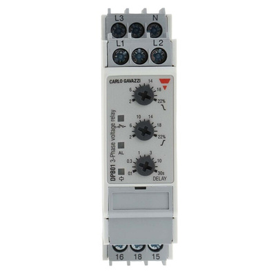 Carlo Gavazzi Phase, Voltage Monitoring Relay, 3, 3+N Phase, SPDT, 323 → 550V ac, DIN Rail