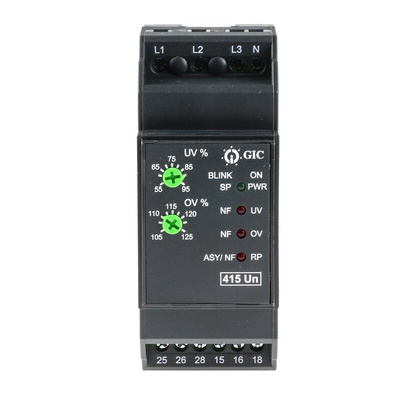 GIC Phase, Voltage Monitoring Relay, 3 Phase, DPDT