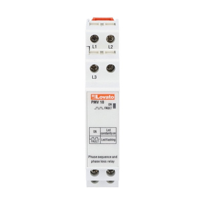 Lovato Voltage Monitoring Relay, 3 Phase, SPDT, Maximum of 400V ac, DIN Rail