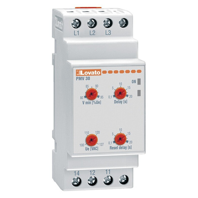 Lovato Voltage Monitoring Relay, 3 Phase, SPDT, Maximum of 400V ac, DIN Rail