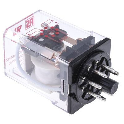 RS PRO Plug In Power Relay, 115V ac Coil, 10A Switching Current, DPDT