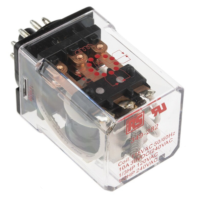 RS PRO Plug In Power Relay, 115V ac Coil, 10A Switching Current, 3PDT