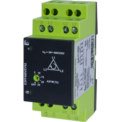 Tele Phase, Voltage Monitoring Relay, 3 Phase, DPDT, Maximum of 400 V, DIN Rail