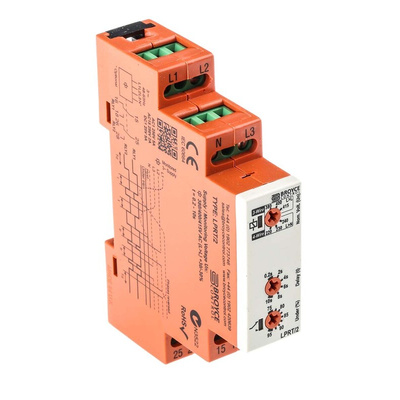 Broyce Control Phase, Voltage Monitoring Relay, 3 Phase, DPDT, 243 → 540 V, DIN Rail